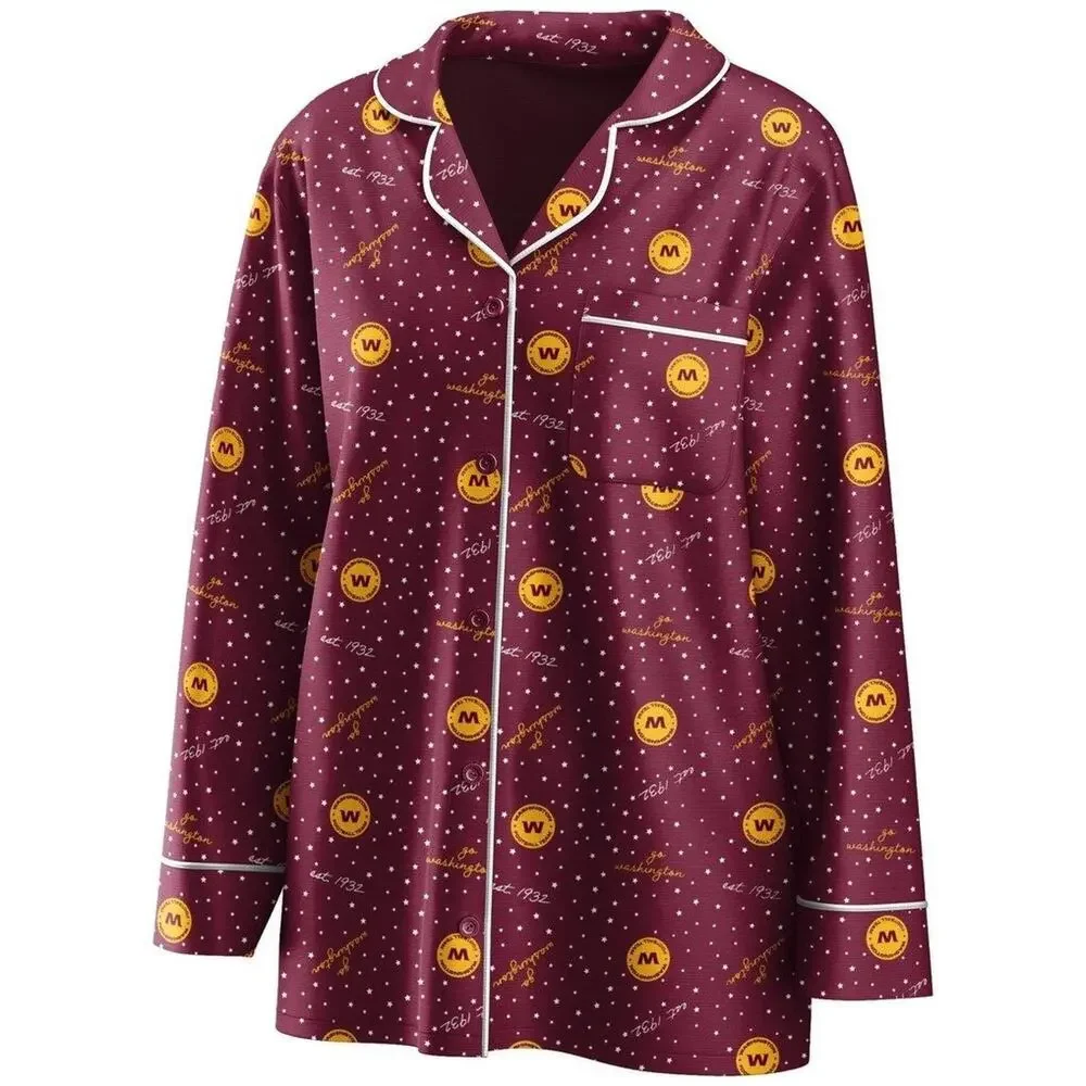 Erin‎ Andrews Burgundy Washington Football Long Sleeve Sleep Set 2X NWT